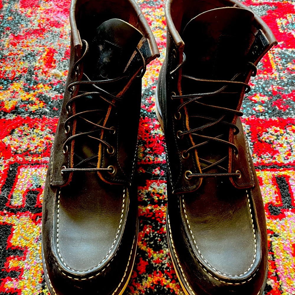 Red Wing men's 6 inch classic moc 8849, dark brown leather boot, size 13